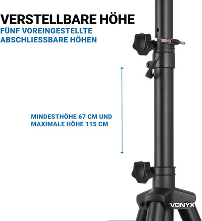 Vonyx LS02K Boxenständer Lautsprecherständer höhenverstellbar 65-135 cm, bis 20 kg - 35MM Boxenstati