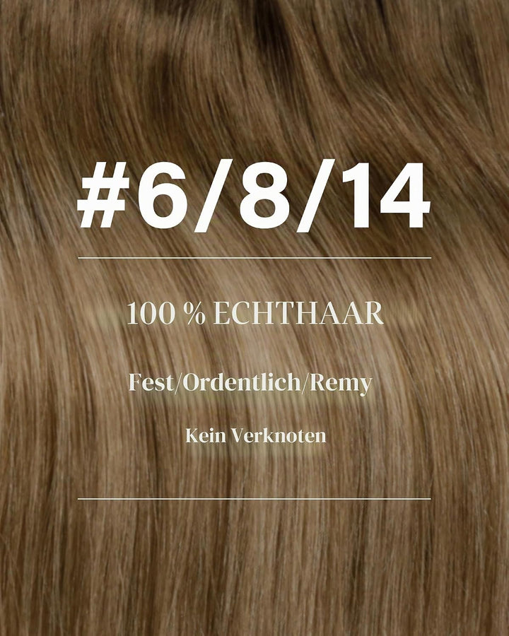 Hetto Balayage Echthaar Tressen Extensions Mittel Braun zu Hellbraun und Dunkelste BlondineTressen E
