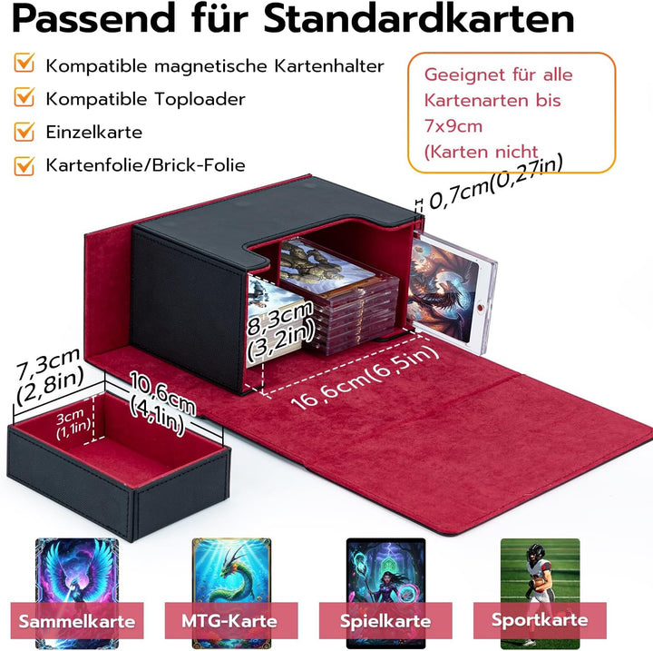 Doppelschicht Card Deck Box für MTG, Commander Displays,passt für 200 Kartens /22pcs 35PT Magnetic C