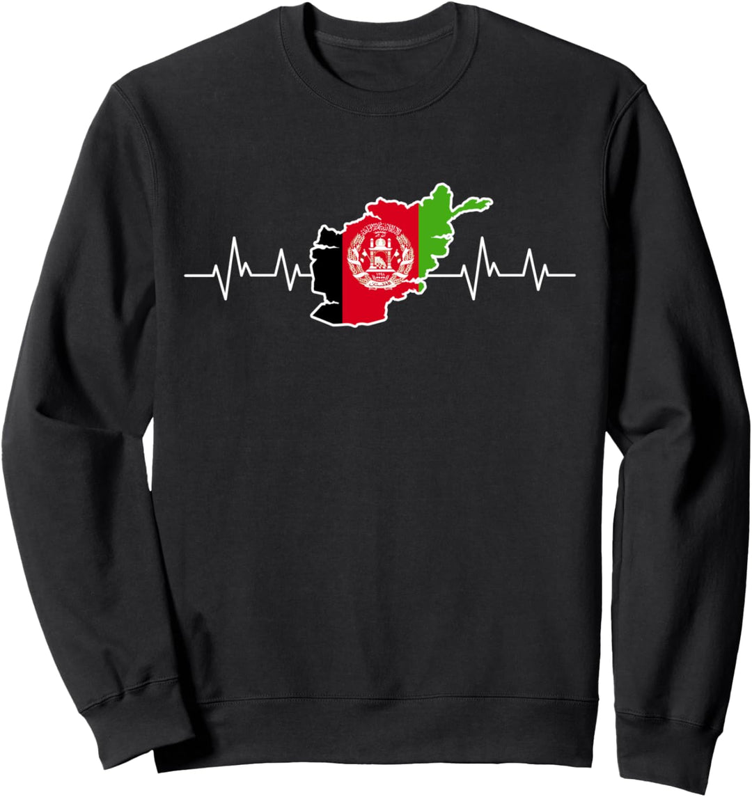 Afghanistan Herzschlag Puls Liebe Afghan Wappen Geschenk Sweatshirt