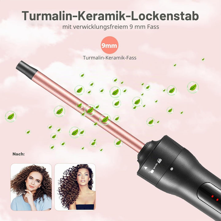 5 in 1 Lockenstäbe mit Glätteisen, Lockenstab mit verschiedenen Aufsätzen für Grosse und Kleine Lock