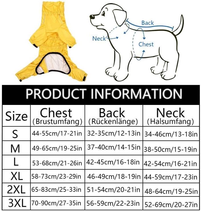 Geyecete -Regenmantel für hunde mit vier Beinen,Hunde Regenjacken Hosenanzug mit Geschirr loch, refl
