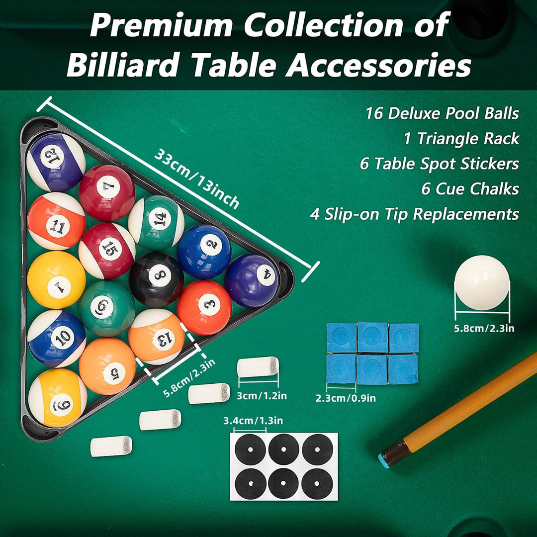 Billiard Pool Balls mit Billardkreide, Complete Set of 15 Pool Balls, Diameter 58mm Cue Ball Set for