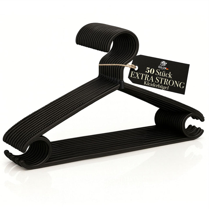 Siluk_ Kleiderbügel Wäschebügel Kunststoff drehbar Wäschebügel aus Kunststoff - Made in UE (50, Schw