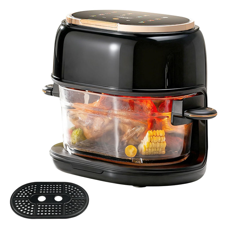 Heissluftfritteuse 5L, spülmaschinenfest Glaskorb, Sichtfenster & Touchscreen, 8 Smart Programme, 1–