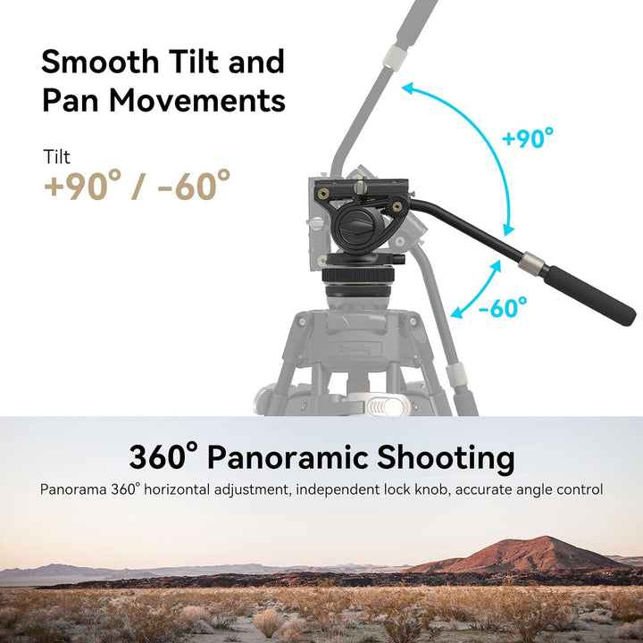 SmallRig Stativ Fluid Videokopf, mit Schnellwechselplatte für Manfrotto und für DJI RS 2 / RS 3 / RS