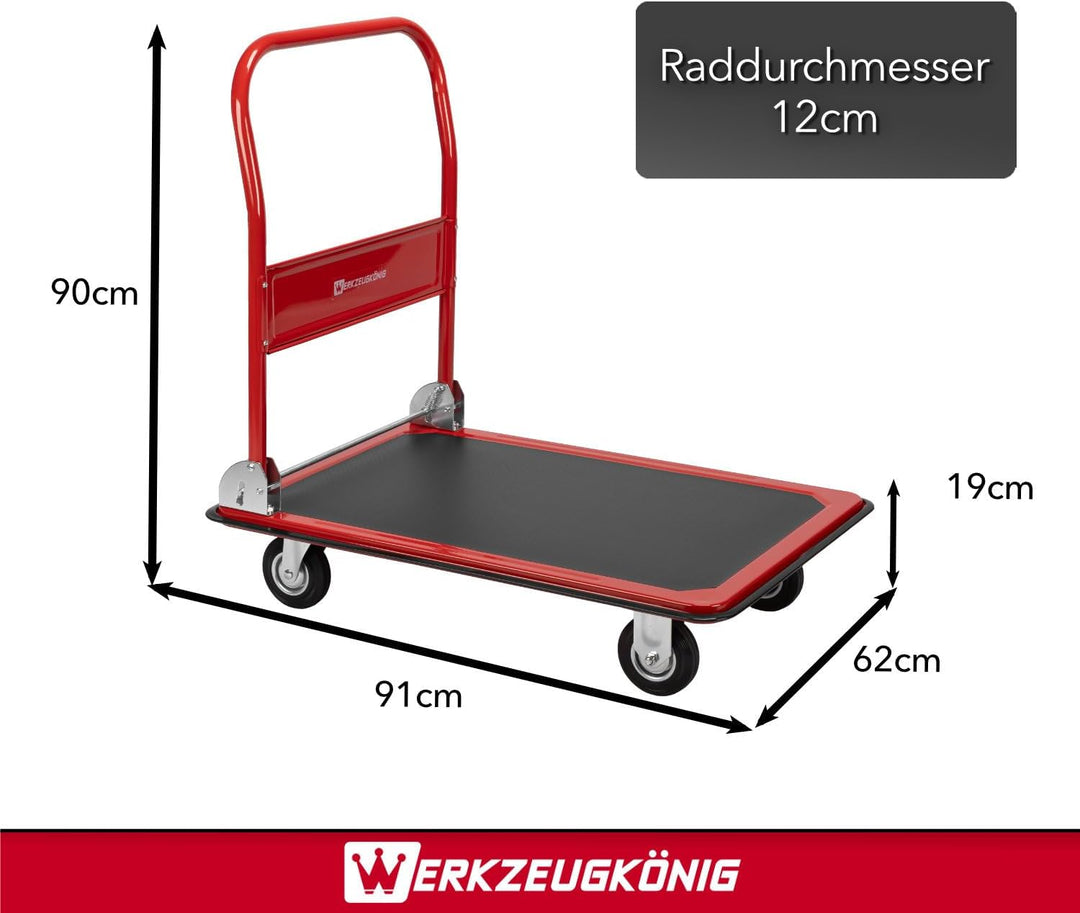 Plattformwagen 300kg Traglast - Transportwagen klappbar - Anti-Rutsch Ladefläche - Vollgummirollen -