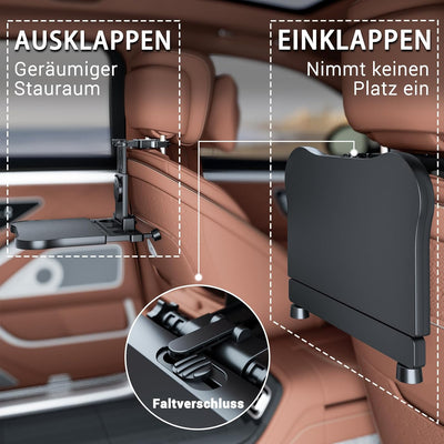 Auto Tisch für Rücksitz Beifahrer, Schreibtisch mit Getränkehalter und Handyhalter, Multifunktional