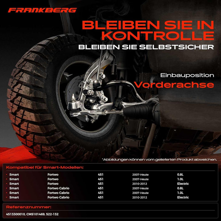 Frankberg 2x Querlenker Radaufhängung Vorne Links Rechts Kompatibel mit Fortwo Cabrio 451 0.8L-1.0L
