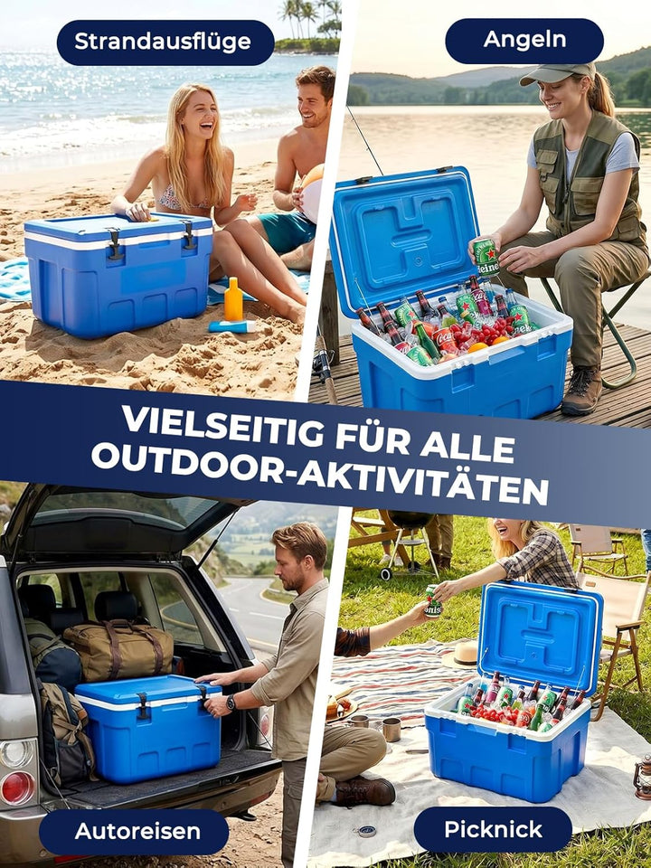 Kühlbox 66 Liter ohne Strom – Tragbare Thermobox hält EIS bis zu 4 Tage kalt, Passive Kühlbox für Ca