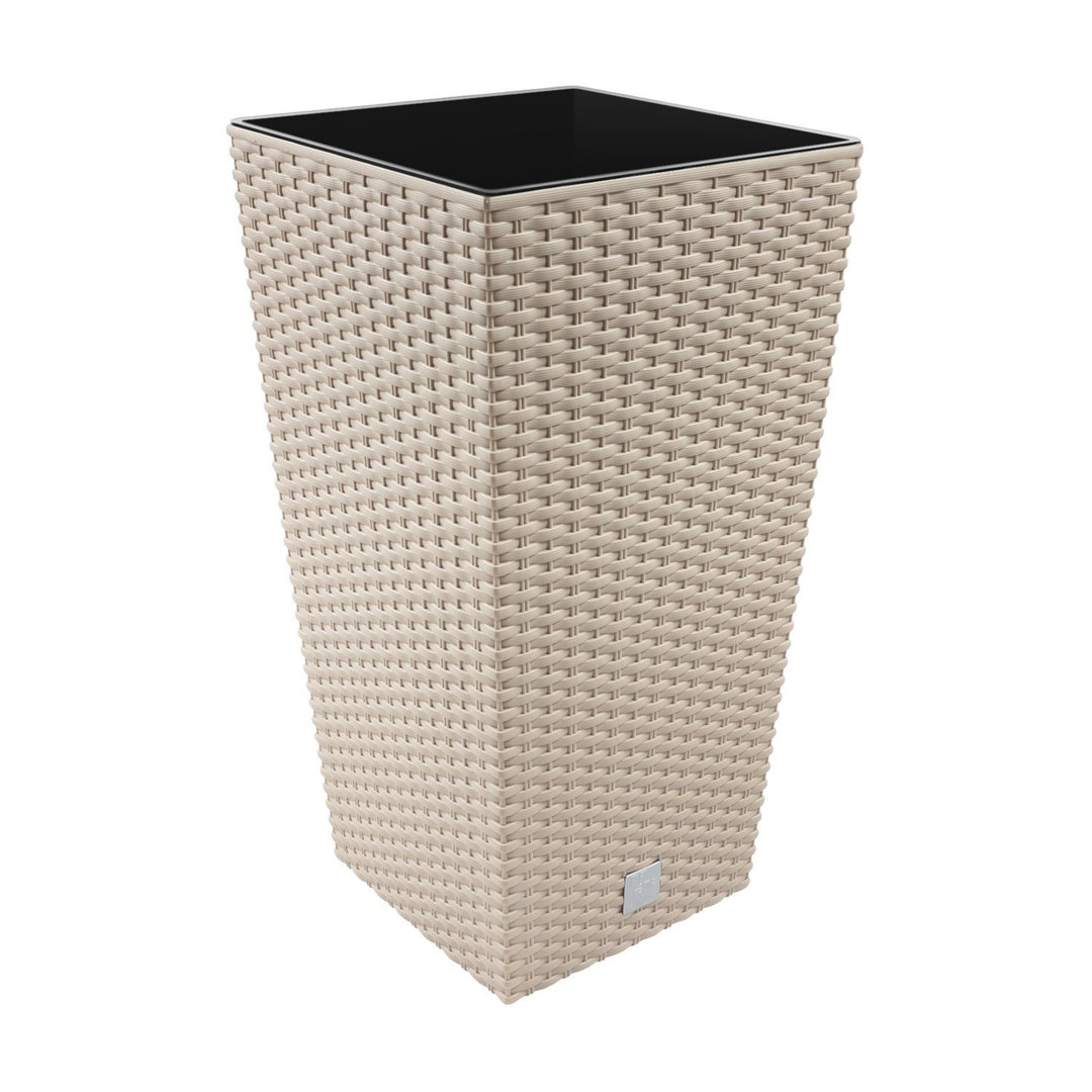Prosperplast Blumentopf Rato Square (Rattanoptik, herausnehmbarer Einsatz, 32,5x32,5x61 cm, 49 l, mo