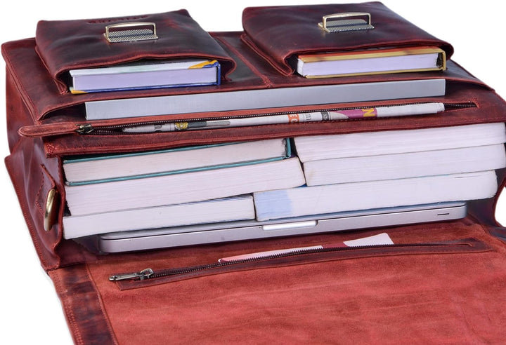 STILORD 'Tiberius' Retro Aktentasche Leder Businesstasche zum Umhängen DIN A4 Dokumententasche mit S
