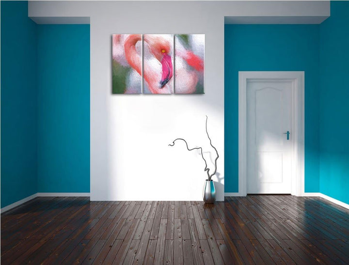 prächtiger Flamingo Spezial 3-Teiler Leinwandbild 120x80 Bild auf Leinwand, XXL riesige Bilder ferti