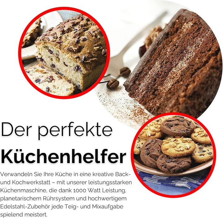 Elektrische Küchenmaschine Rührgeräte & Mixer Knetmaschine zum Backen Teigmaschine Schneebesen Rühr-