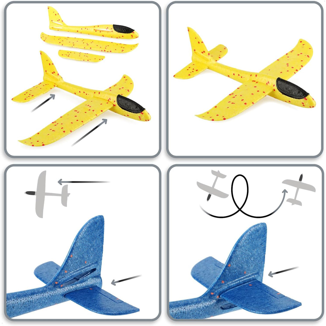 com-four® 30x Styroporflugzeug für Kinder und Erwachsene - stabiler Wurfgleiter mit Stecksystem - Se