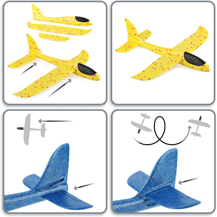com-four® 30x Styroporflugzeug für Kinder und Erwachsene - stabiler Wurfgleiter mit Stecksystem - Se