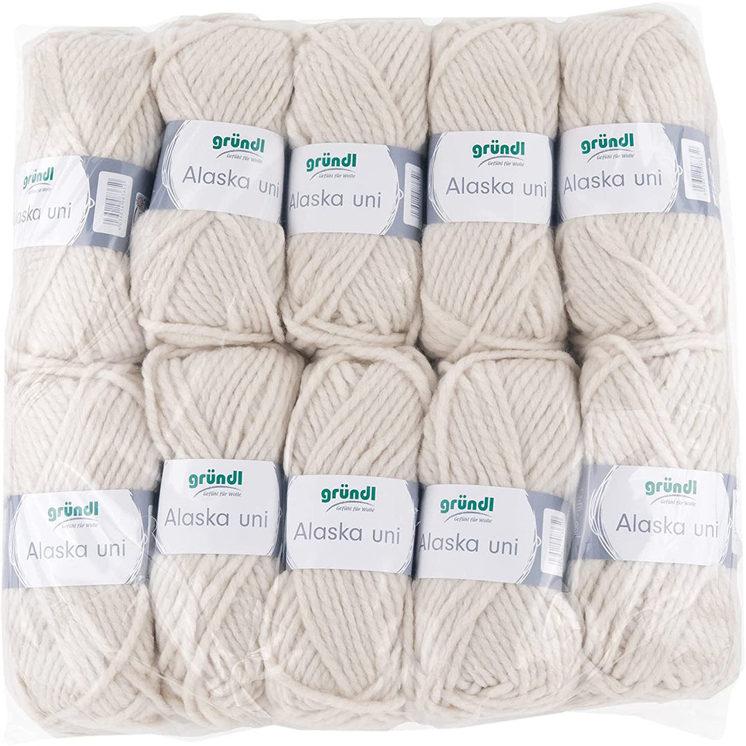Gründl Alaska uni (Strick- und Häkelgarn mit wollartigem Charakter aus 80% Polyacryl und 20% Wolle,