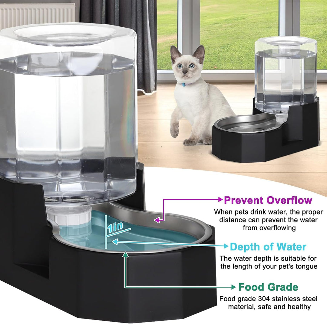 Sfozstra 5L Trinkbrunnen f. Hunde - Edelstahl, standsicher | Schwerkraftbetrieben, 5L, rutschfester