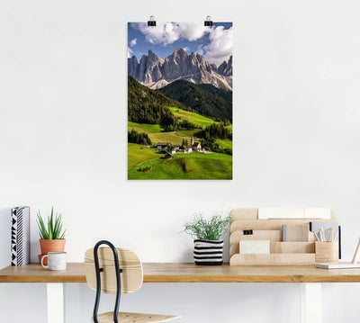 ARTland Poster Kunstdruck Wandposter Bild ohne Rahmen 80x120 cm Hochformat Landschaft Berge Wald Wie