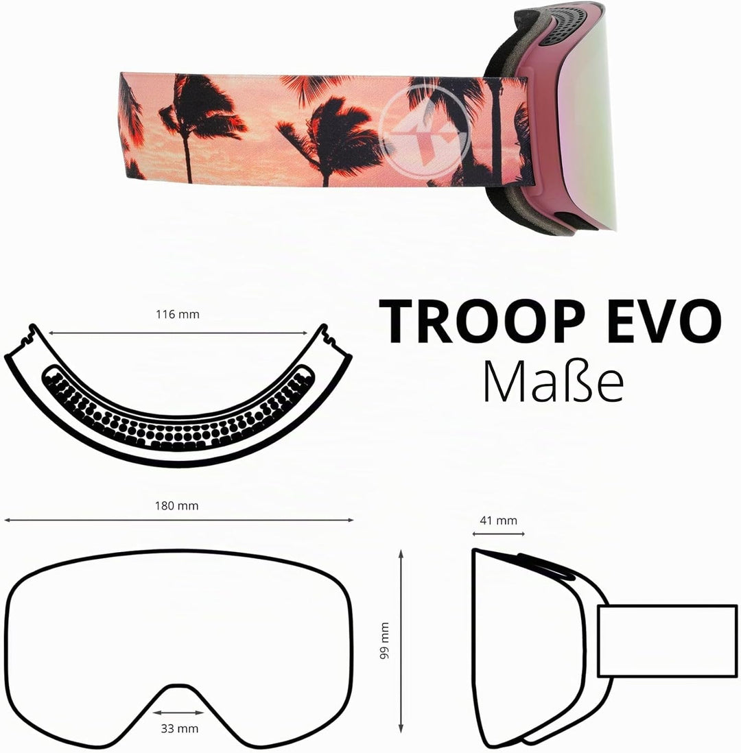 NAKED Optics® Skibrille Snowboard Brille für Damen und Herren - Verspiegelt mit Magnet-Wechselsystem