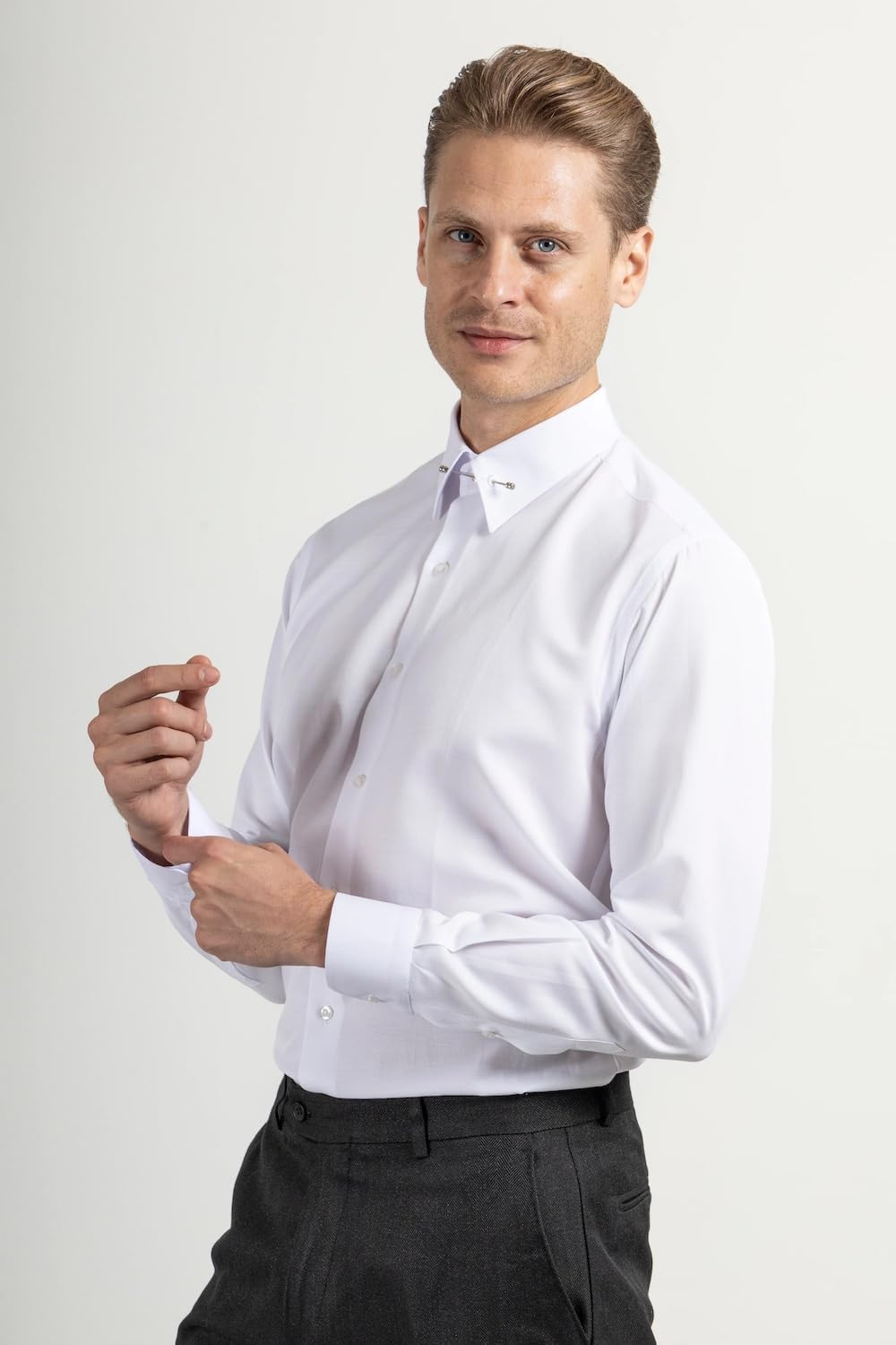 Jack Martin - Hemd mit Pin-Kragen – Formelle Herren Hochzeits und Anzughemden mit Nadelkragen XL Ges