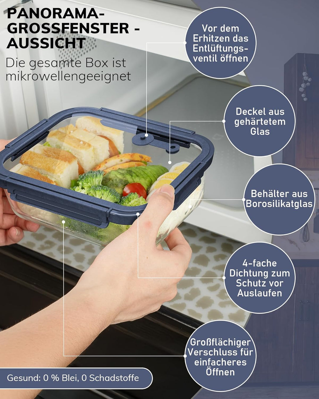 BOROHOUSE Vorratsdosen Glas 2er Set 630ml – Glas Frischhaltedosen mit Glasdeckel, luftdicht & BPA-fr