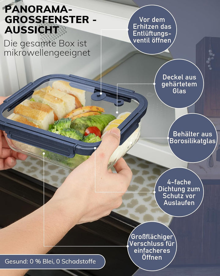BOROHOUSE Vorratsdosen Glas 2er Set 630ml – Glas Frischhaltedosen mit Glasdeckel, luftdicht & BPA-fr