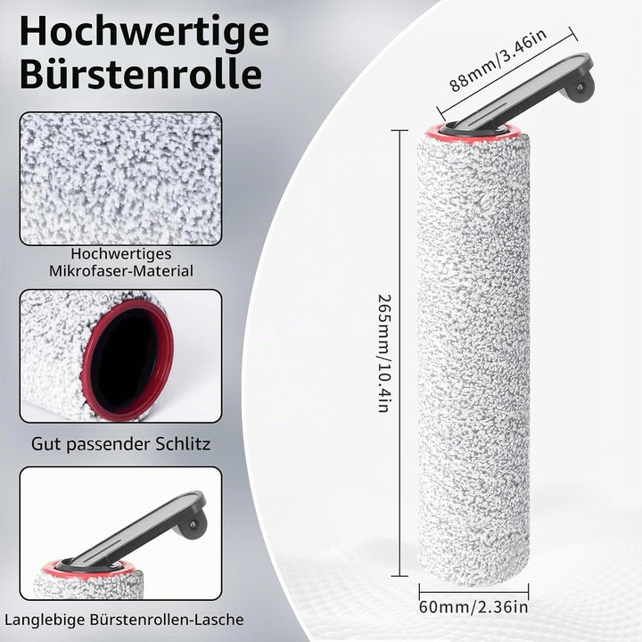 Zubehör Ersatzteile für Dreame H14 Pro, 2 Rollenbürsten 3 HEPA-Filter für Dreame H14, H14 Dual Boden