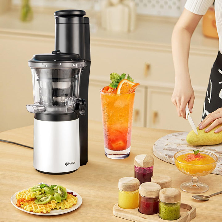 Wiltal | Slow Juicer | Entsafter Gemüse und Obst | Mit 76 mm Öffnung | Elektrischer Entsafter für Ob
