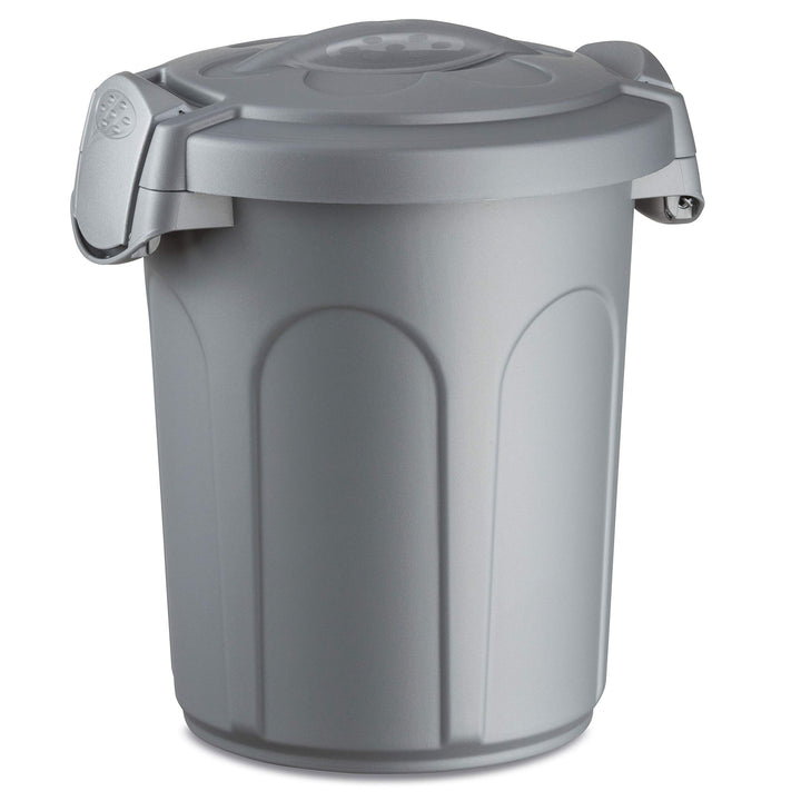 Hummelladen Mülltonne Futtertonne mit verschliessbarem Deckel Silber - 8 Liter - Windeleimer Müllbeh
