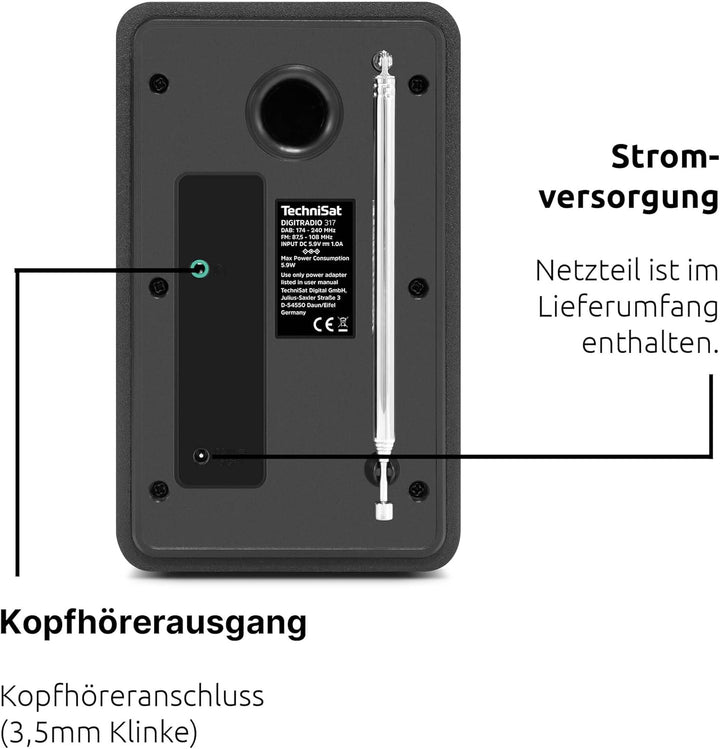 TechniSat DIGITRADIO 317 - Vertikales DAB+ UKW Radio mit Bluetooth Audiostreaming, Radiowecker, Slee