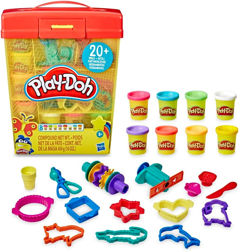 Play-Doh Grosses Knetset mit Aufbewahrungsbox für Kinder ab 3 Jahren mit 8 Farben und über 20 Knetwe