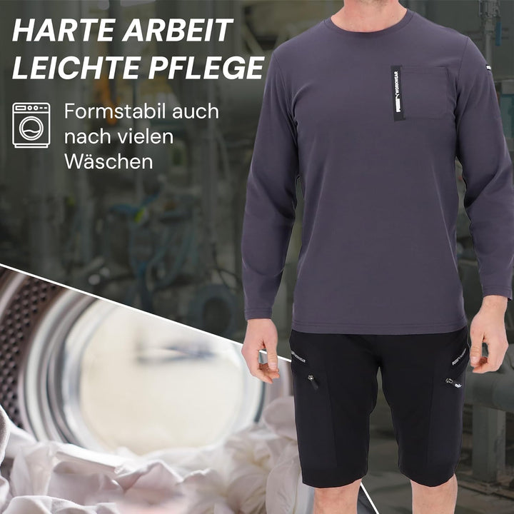 PUMA Workwear Advanced Kollektion - Longsleeve Herren Pullover - Brusttasche und Utility Fach an der