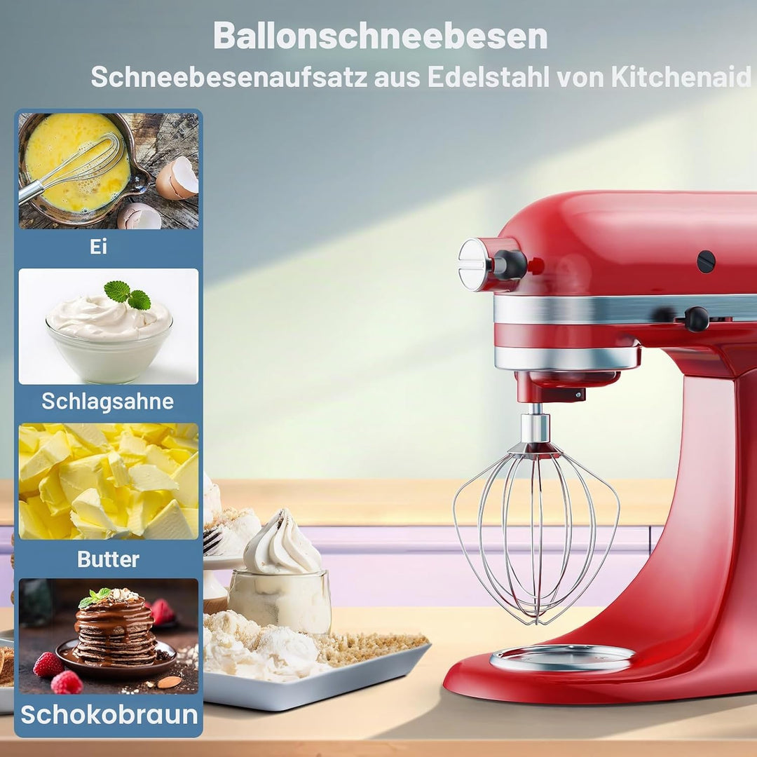 GVODE Edelstahl-Schneebesen für KitchenAid Zubehör, passend für KitchenAid Kippkopf-Standmixer, erse
