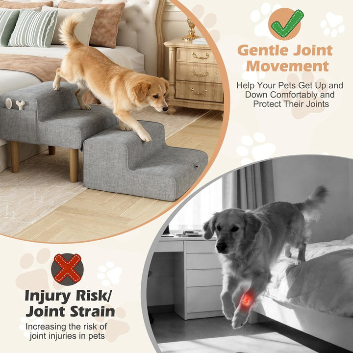 Hundetreppe,2-in-1 Haustiertreppe Klappbar Treppe Hund, Hundetreppe für Kleine & Grosse Hunde, Trepp