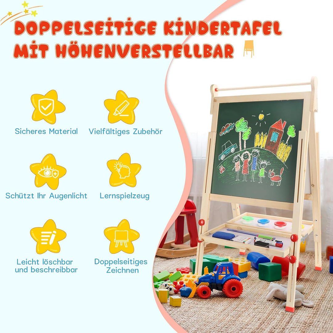 Dripex Kinder Tafel Faltbare Holz Kindertafel Malerei Holztafel Doppelseitige Kreidetafel und Whiteb