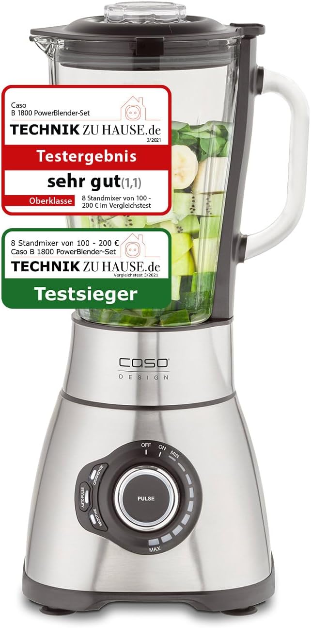 CASO B 1800 PowerBlender-Set - Standmixer, 28.000 U/min, Glasbehälter 1,75 L, inkl. Trinkflasche und