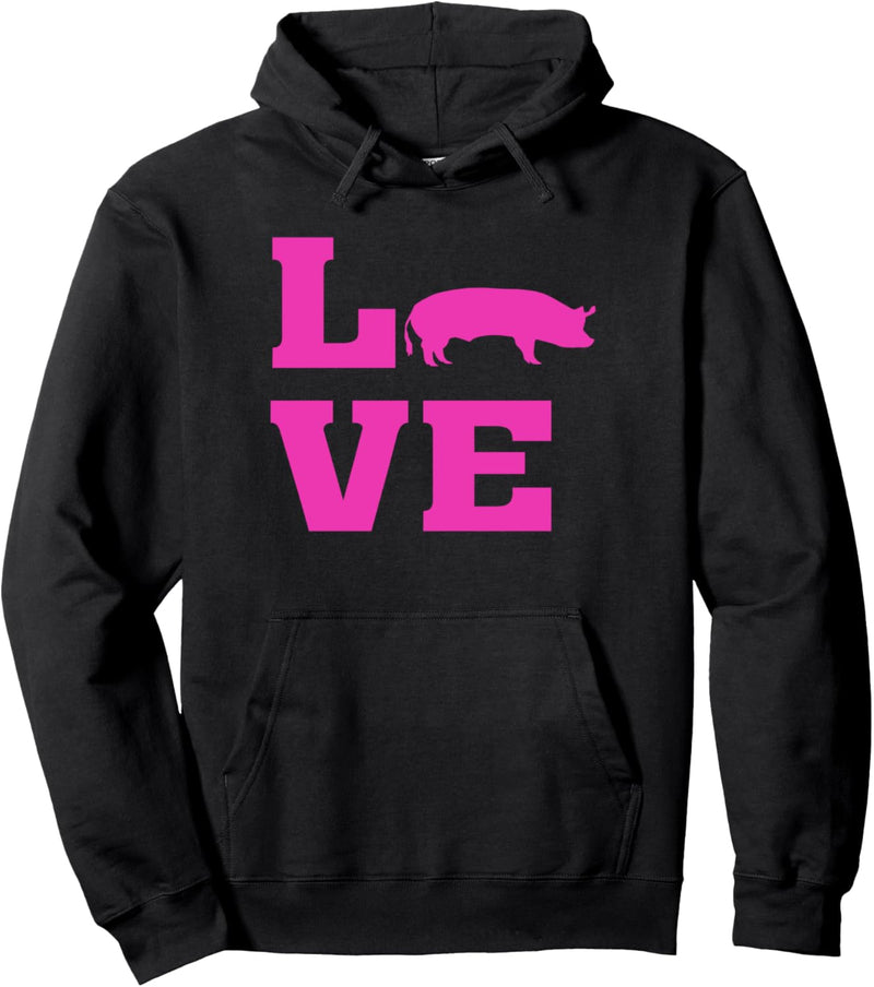 I Love Pigs - Animal Pig Lover - Barn Farm Silhouette Image Pullover Hoodie