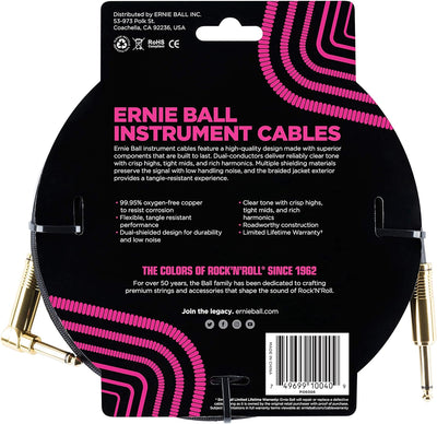 Ernie Ball Instrumentenkabel geflochten, gerade/gewinkelt, 5,49 m, Schwarz Neon-Pink 5,5 m Gerade/Ge