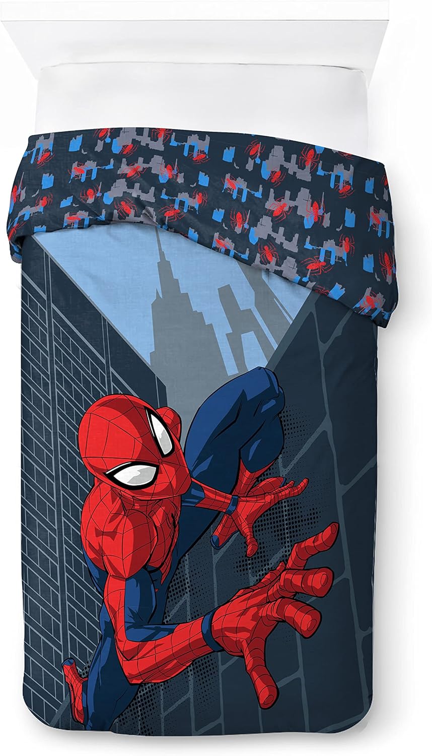 Jay Franco Marvel Spiderman City Streets Einzelbettgrösse Kinderbettwäsche-Set mit Bettbezug 135x200