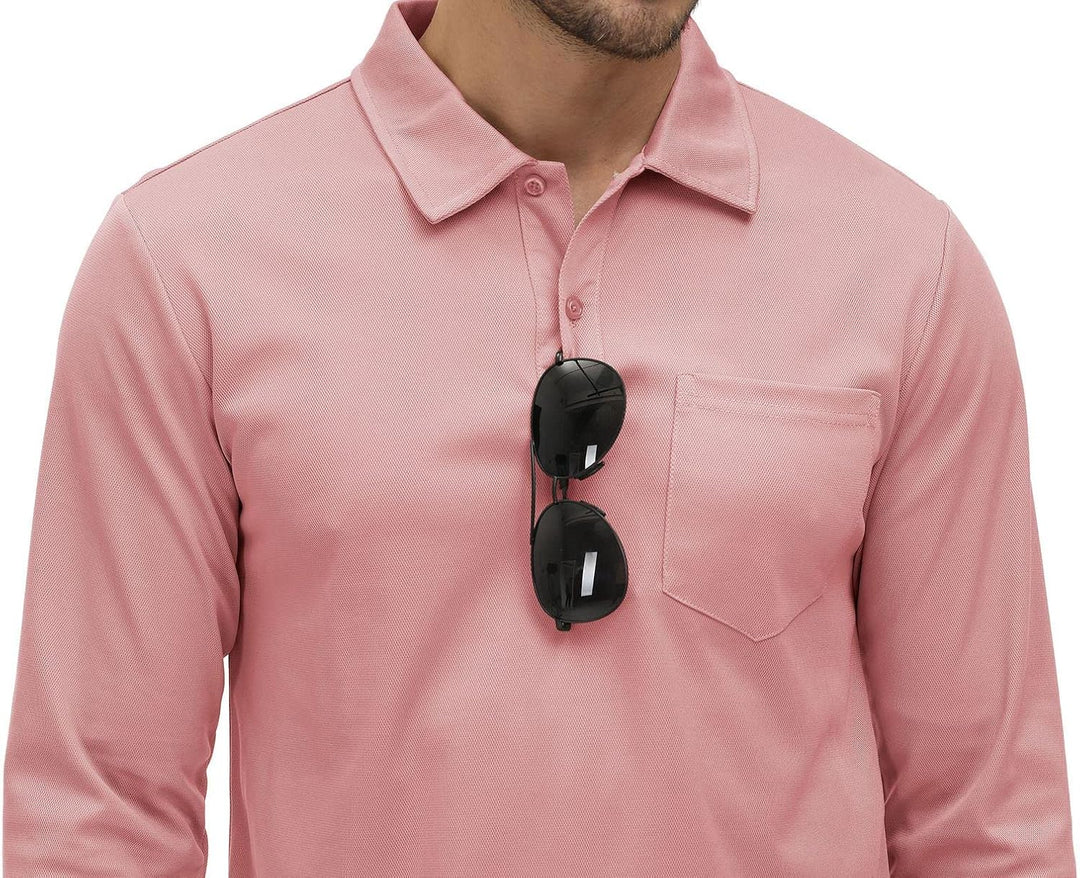 donhobo Poloshirt Herren Langarm Golf Shirts Atmungsaktiv Schnelltrocknend Army Polo T-Shirts Outdoo