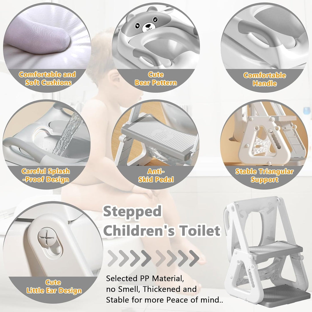 Kinder Toilettensitz mit Treppe,WC Sitz Kinder,Toilettenleiter für Kinder,Klositz für Kinder,Kindert