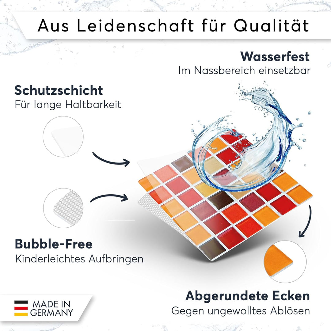 Fliesen Mosaik-Folie I Deko-Aufkleber für Badfliesen und Küchenspiegel I selbstklebende Fliesen-Stic