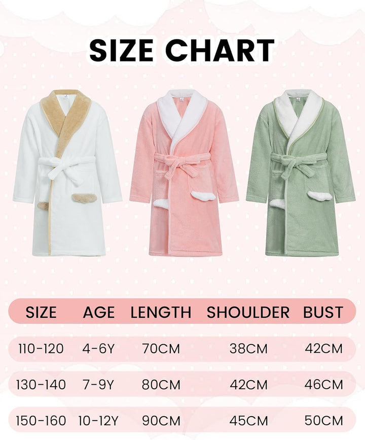 JiAmy Mädchen Bademäntel aus Coral Fleece Kuschelflanell Kuschelweiche Kinderhausmäntel Nachtwäsche
