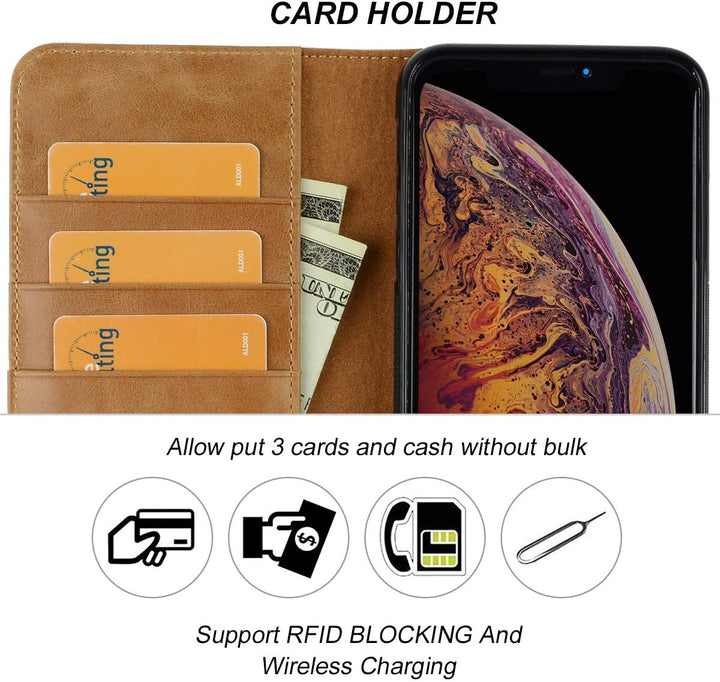 VISOUL iPhone 11 Hülle, Stossfeste Handyhülle [Erstklassiges Rindsleder] [RFID Blocker], TPU Schutzh