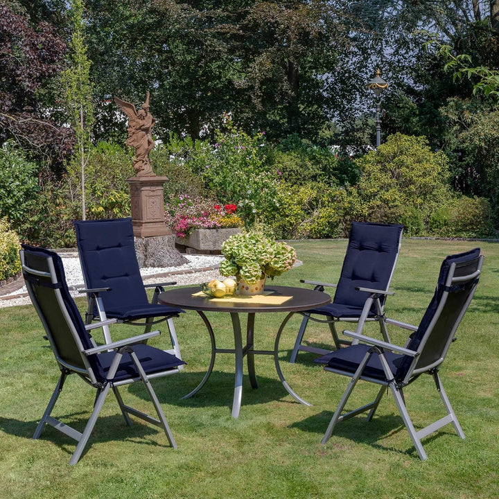 Beautissu 2er Set Gartenstuhlauflage 120x50x6 cm Loft HL Dunkelblau – Hochlehner Polster Auflage, Si