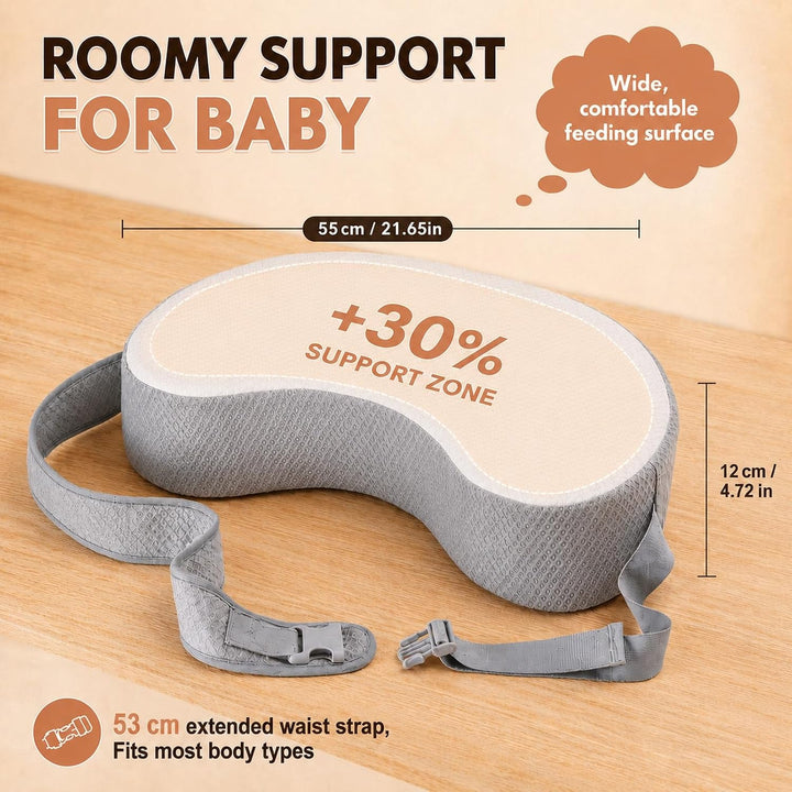 Memory Foam Stillkissen, extra breit &amp; verdicktes Stillkissen mit 53 cm verstellbarem Taillenriemen,