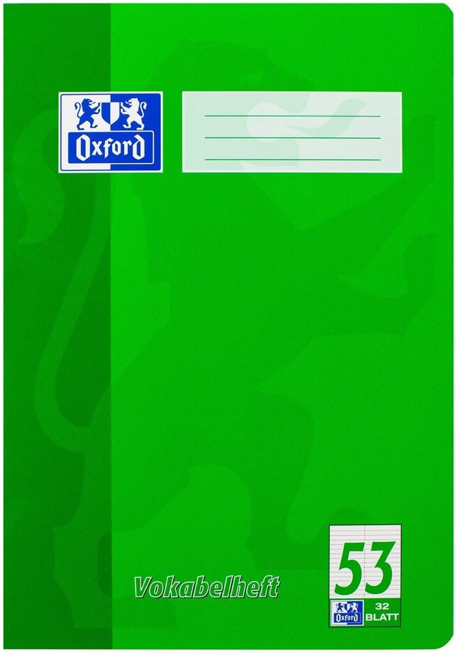 Oxford Vokabelheft, A4, Lin. 53 (2 Spalten), 32 Blatt, rot und grün, 10 Stück Single, Single