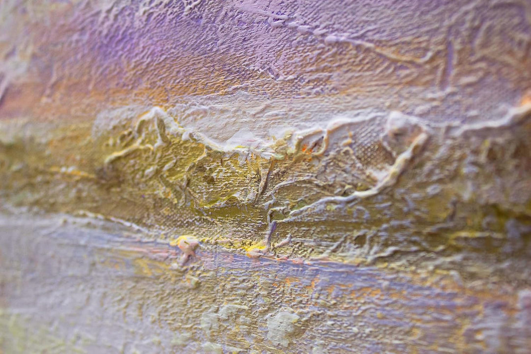 YS-Art Abstrakt Acryl Gemälde auf Leinwand handgemalt Meer Dämmerung Wandbilder Wohnzimmer moderne k