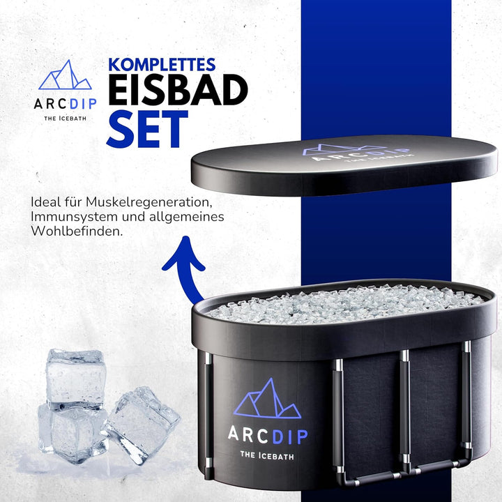 poolomio® Eisbad Oval Premium Set 120 x 60 x 60 cm | XXL Eisfass 340L für Zuhause & Outdoor | Eiston